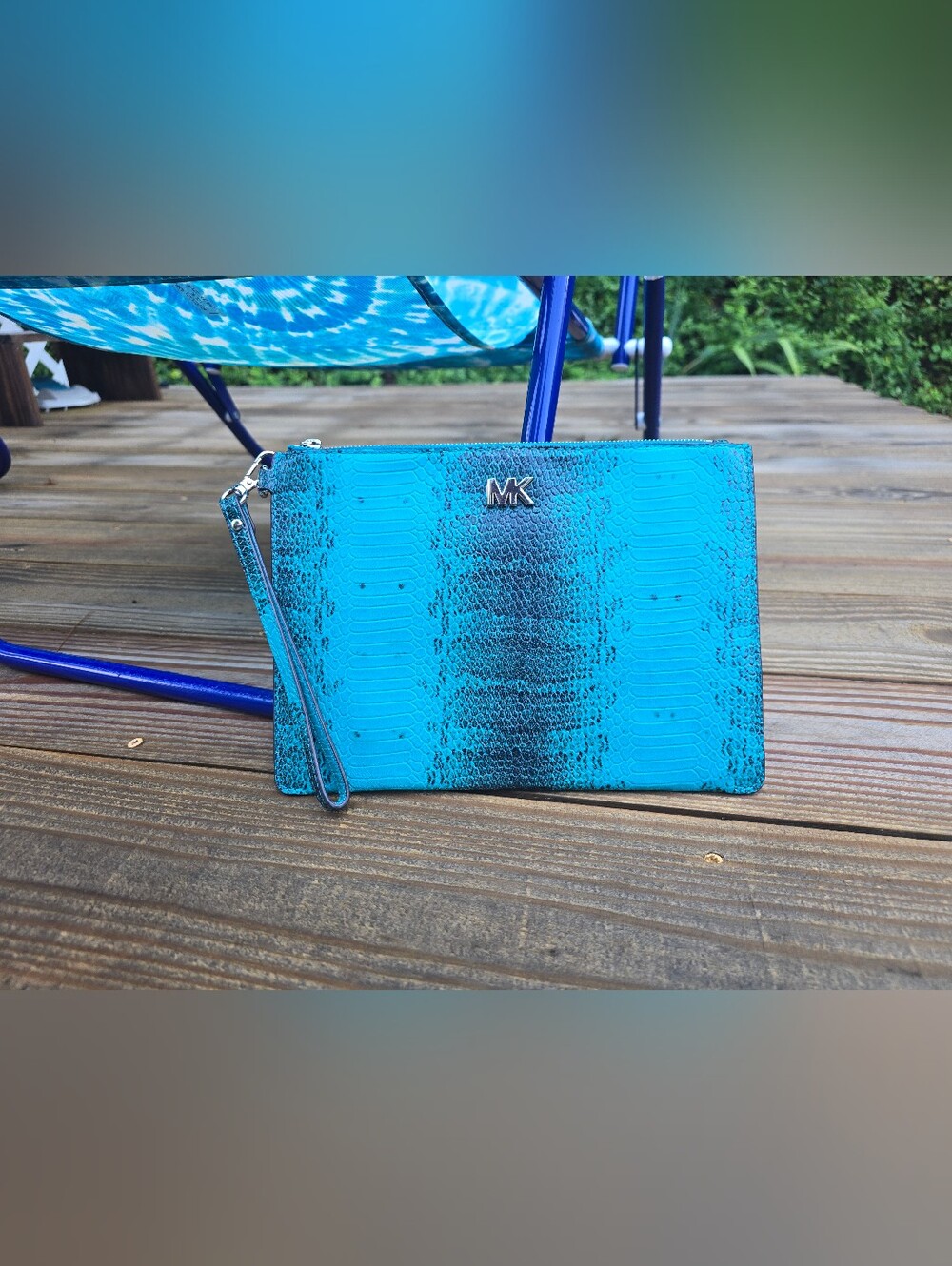 Michael Kors Turquoise Blue Wristlet Clutch